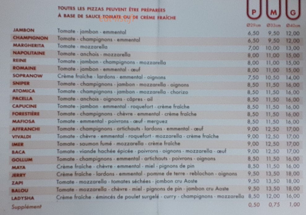 Chez Cid — carte page 1