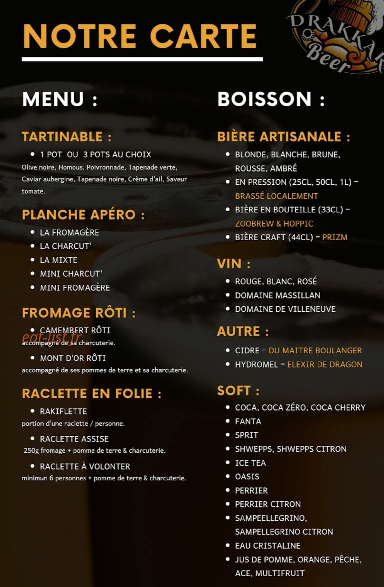 Drakkar Beer — carte page 1