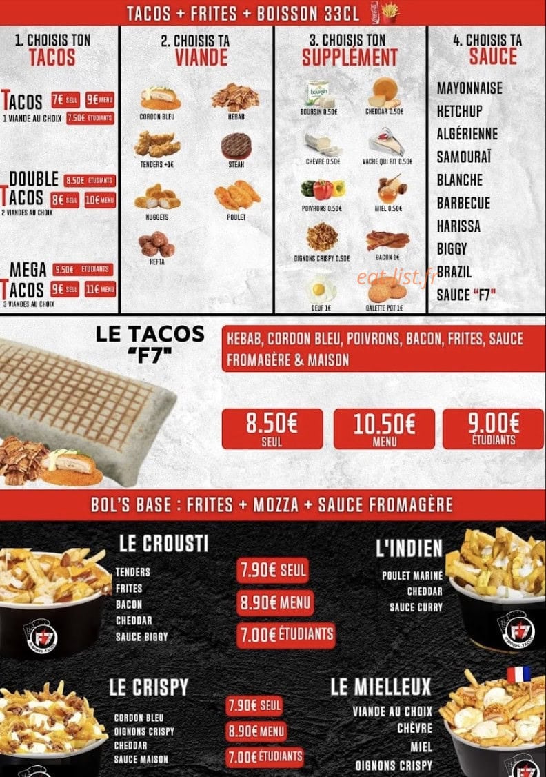 F7 Burgers & Tacos — carte page 4