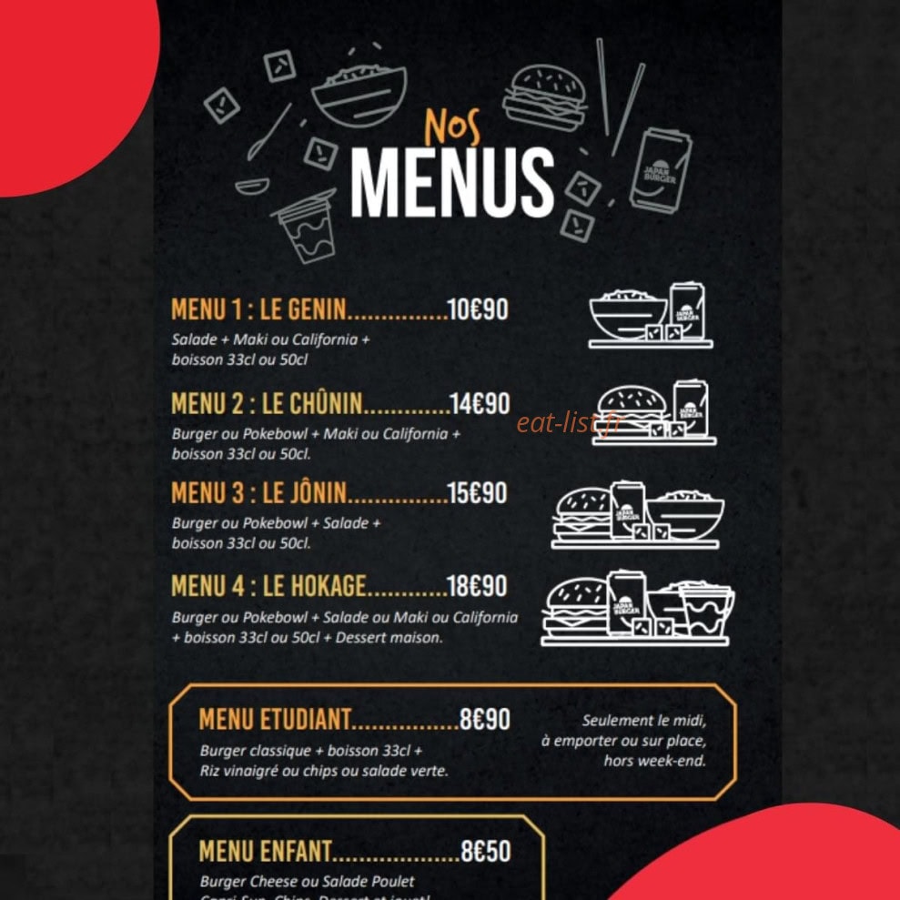 Japan Burger — carte page 6