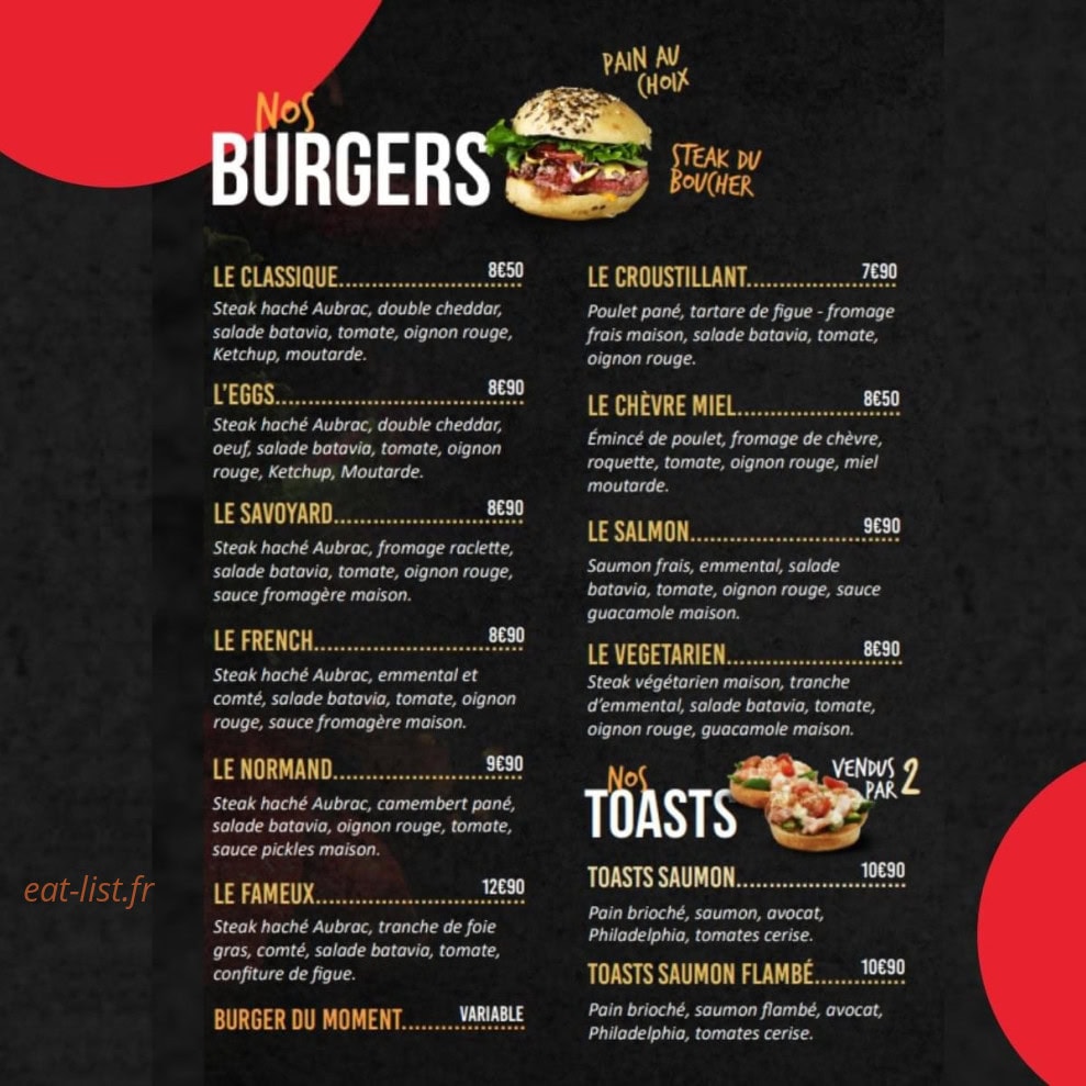 Japan Burger — carte page 2