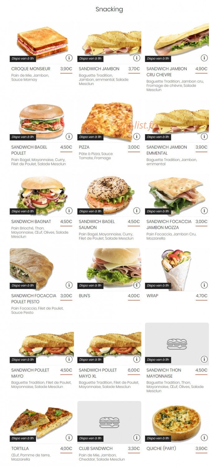 Carte et menu de La Boul'ange de Castelnau à Castelnau le Lez — Les snacking