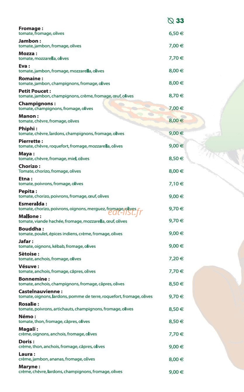 Les Pizzas du Petit Poucet — carte page 1
