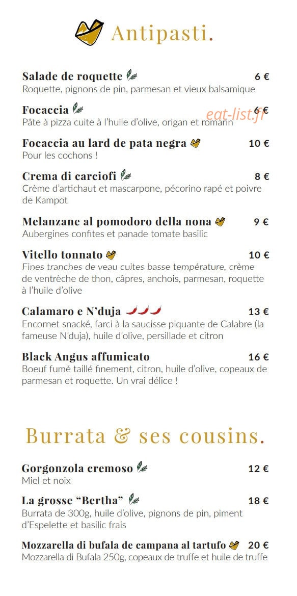 Carte et menu de Mademoiselle Boris à Castelnau le Lez — Les antipastis