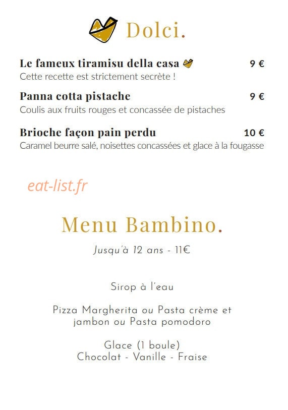 Carte et menu de Mademoiselle Boris à Castelnau le Lez — Les desserts et menu bambino