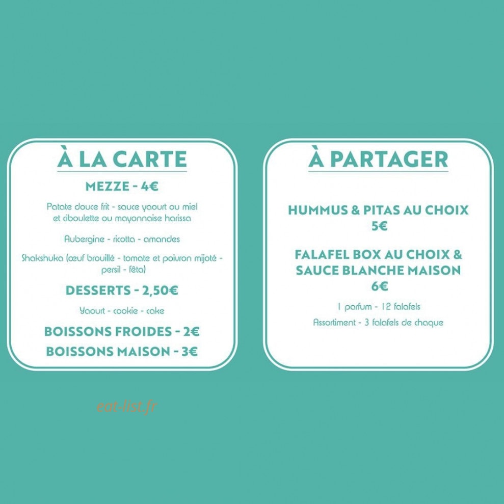 My Falafel — carte page 1