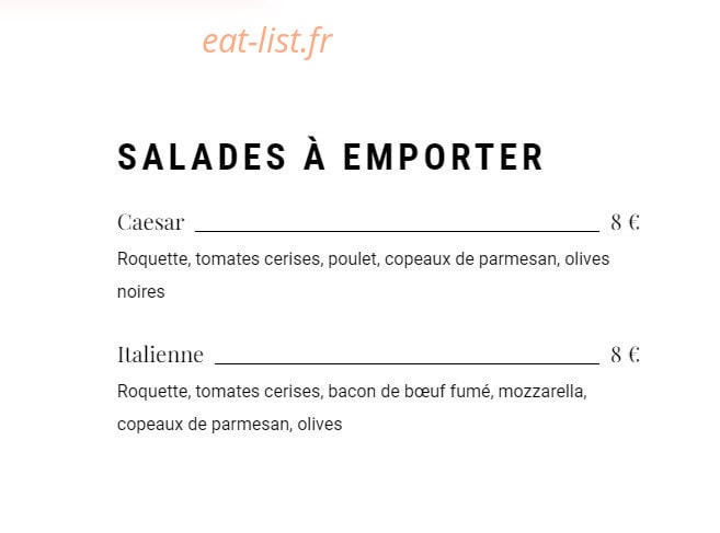 Carte et menu de Pizzeria à l'Italienne à Castelnau le Lez — Les salades à emporter