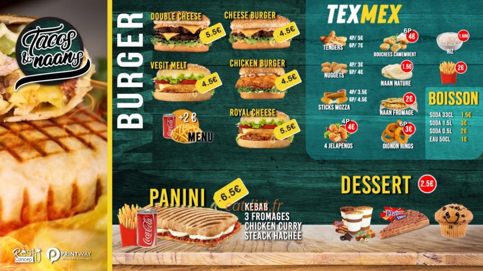 Tacos & naans — carte page 3