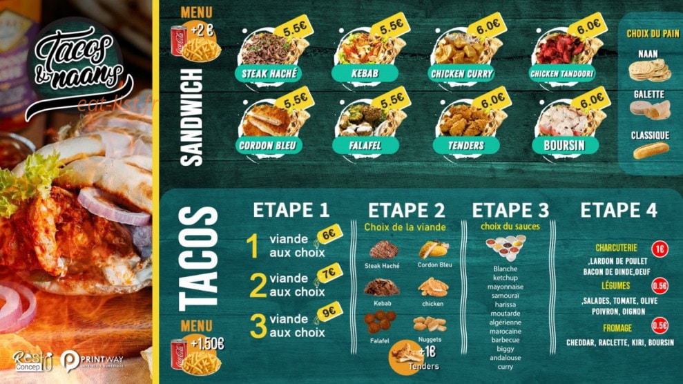 Tacos & naans — carte page 2