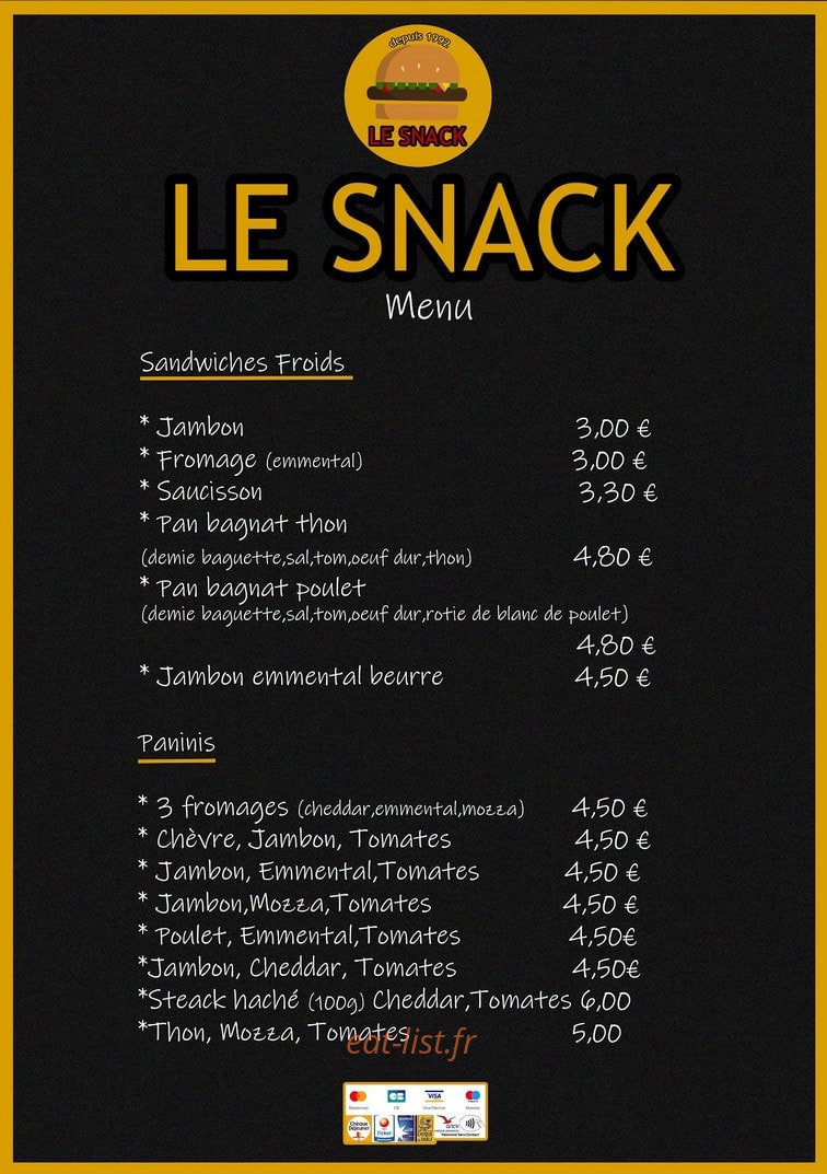 Le Snack de Ganges — carte page 3