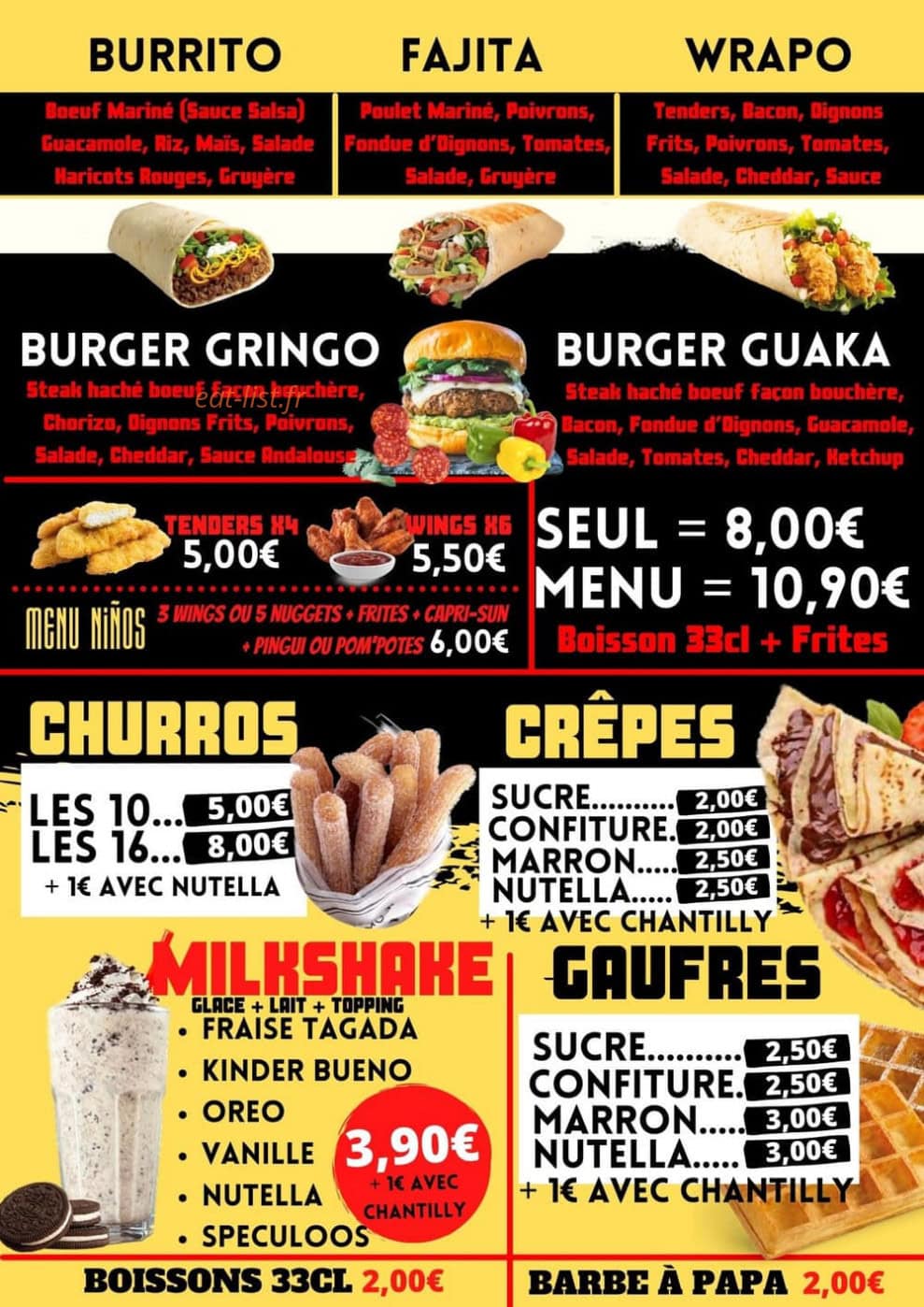 Los Churros — carte page 1
