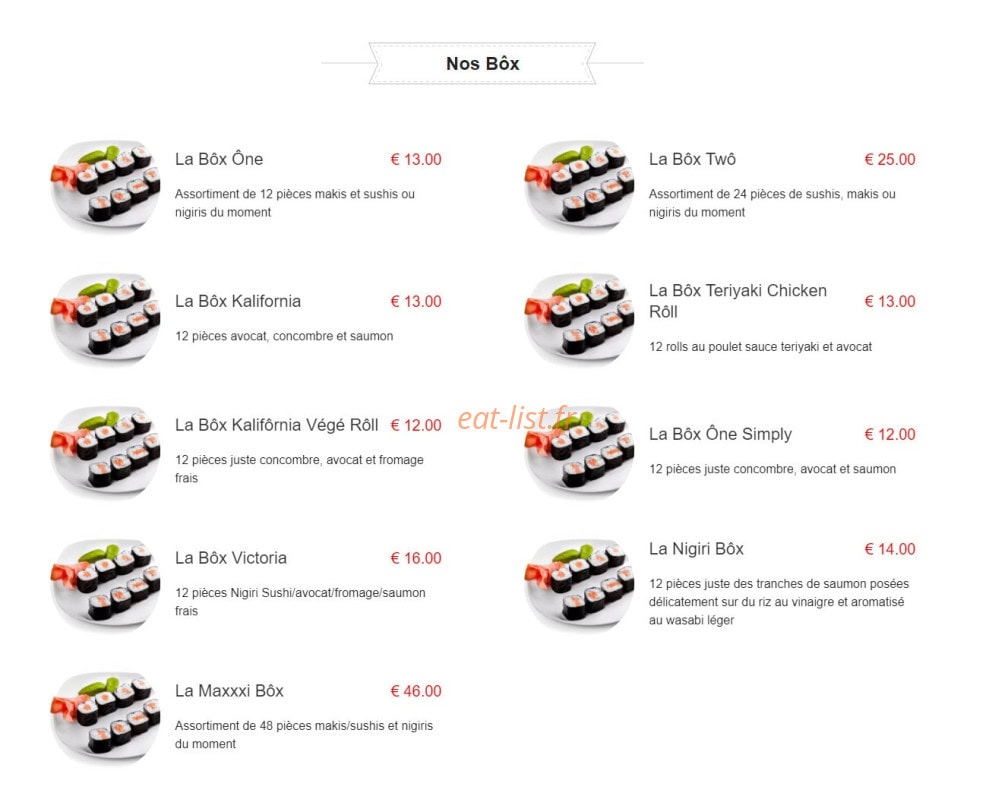 Sushis BÔ — carte page 2