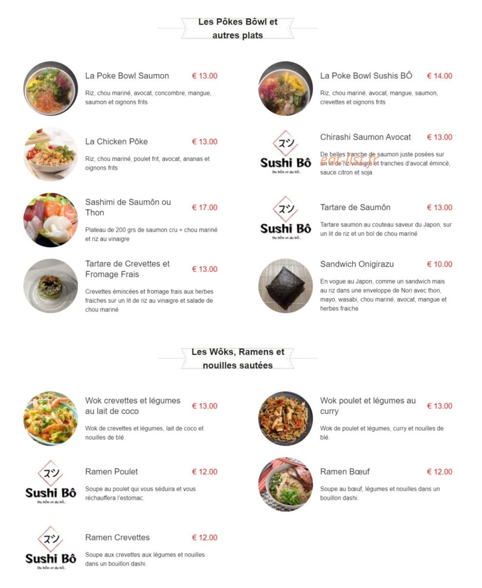 Sushis BÔ — carte page 3