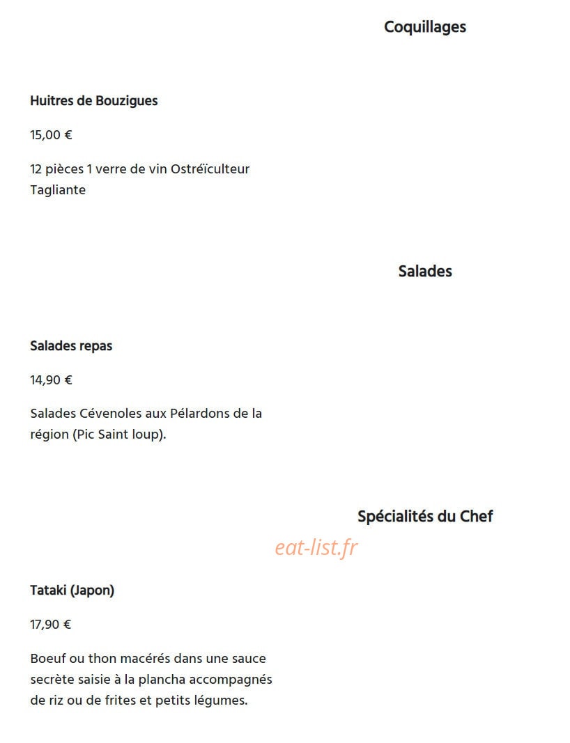 Restaurant l'Oasis Gorges de l' Hérault — carte page 2