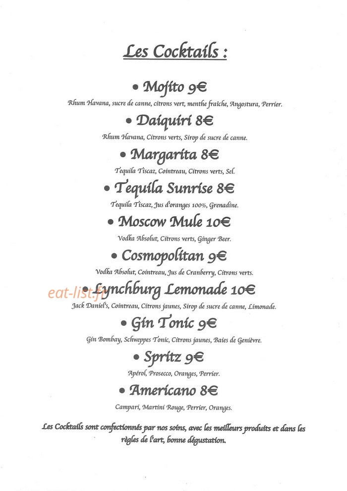 Bar Le Barajo — carte page 6