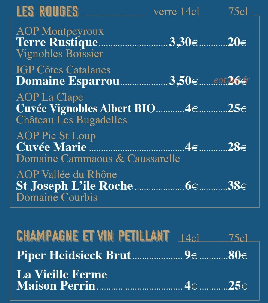 Café de la Place — carte page 10