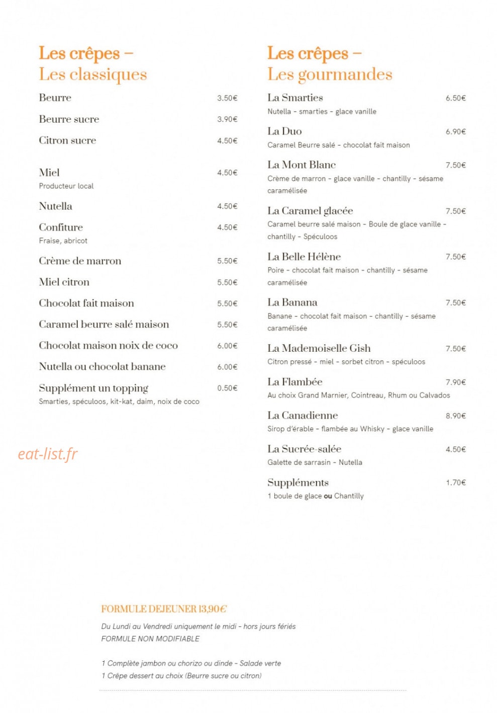 Crêperie la Fabrique — carte page 2