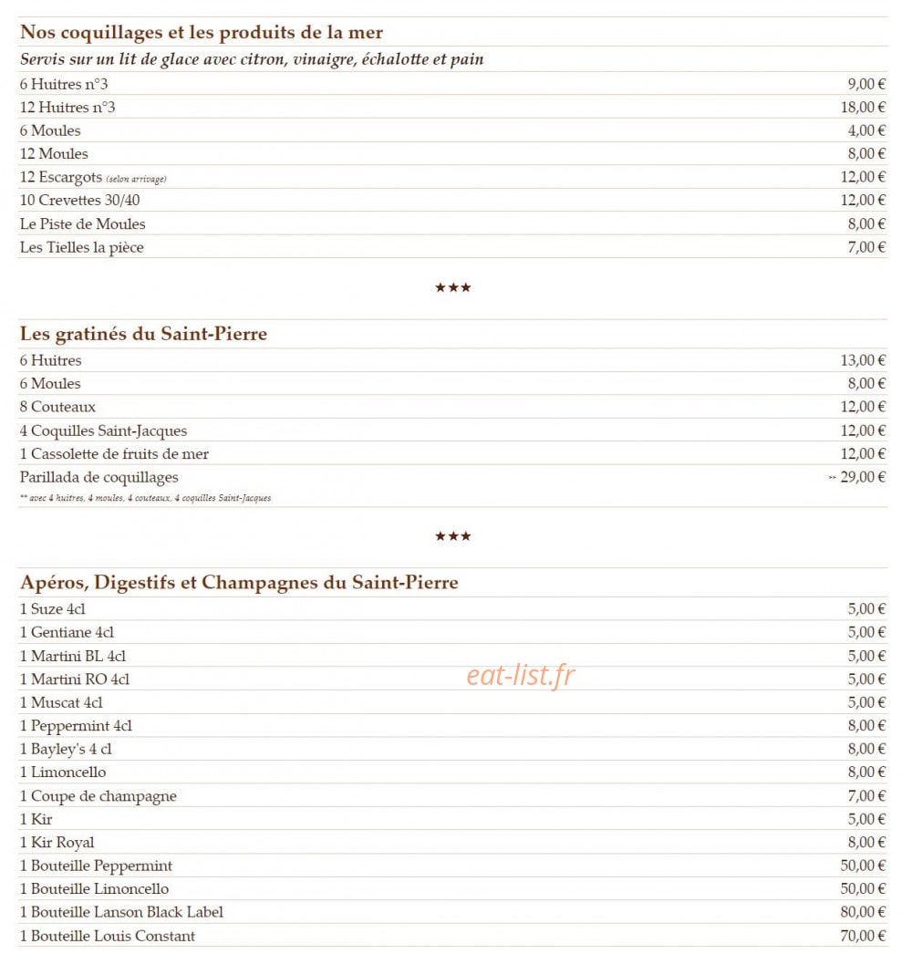 L'Ecailler de Saint-Pierre — carte page 1