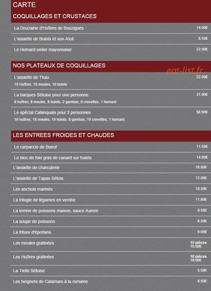 La Calanque — carte page 5