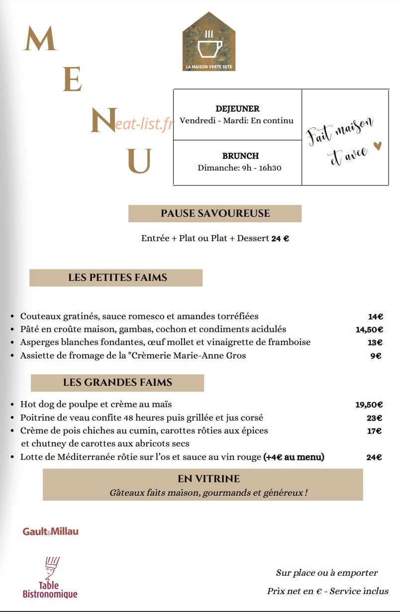 La Maison Verte — carte page 1