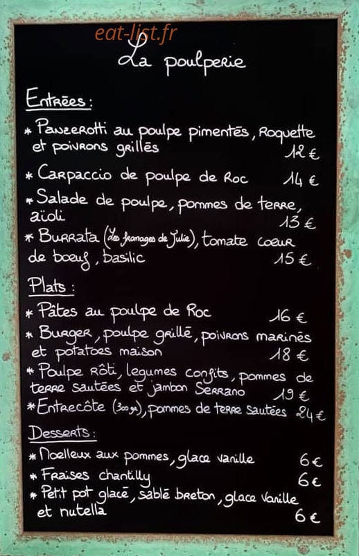 La Poulperie — carte page 1