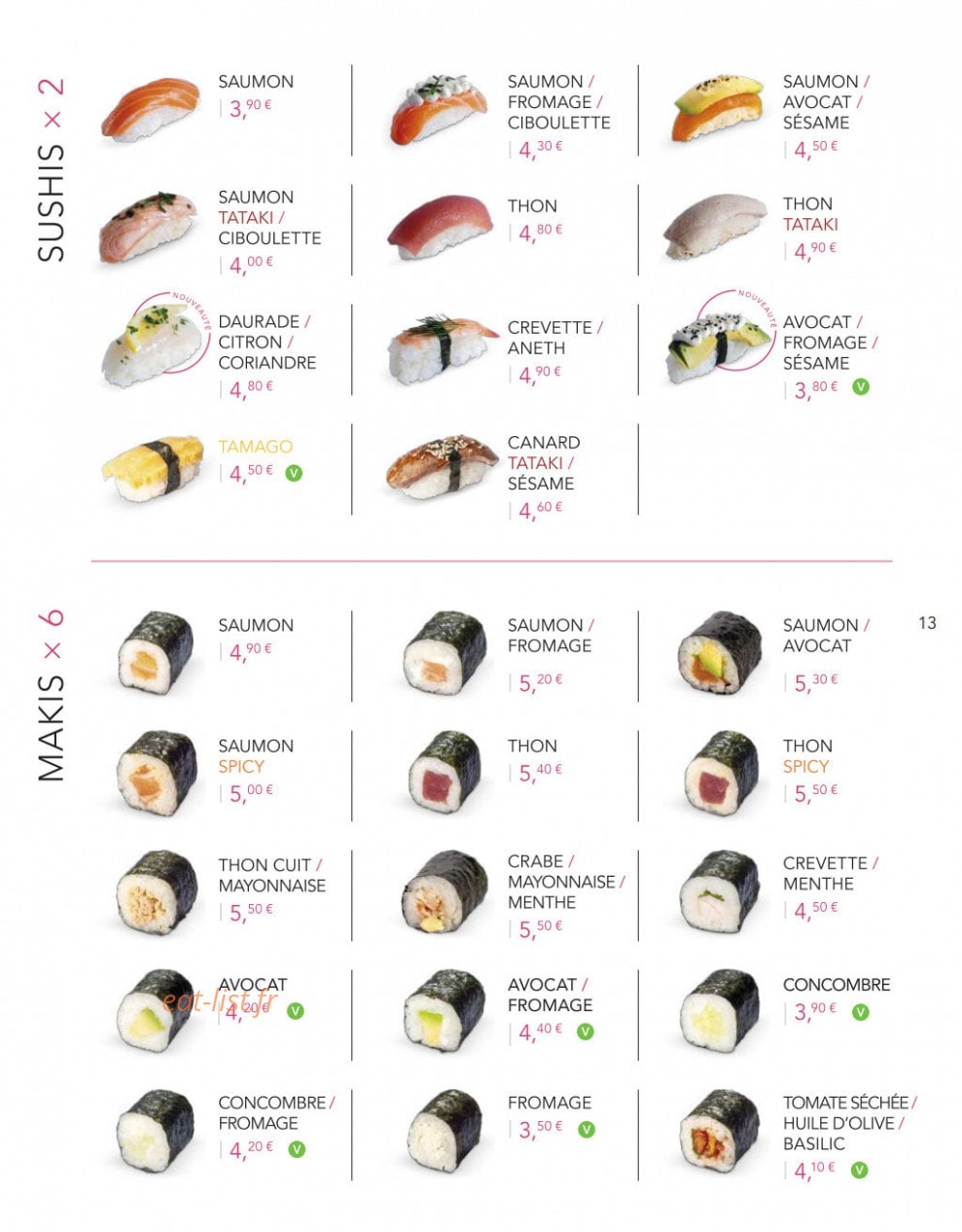 Lady Sushi — carte page 11