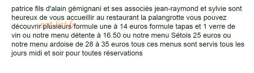 Restaurant la palangrotte — carte page 1