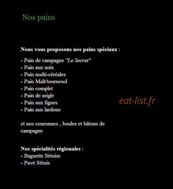 Secrets de pains — carte page 1