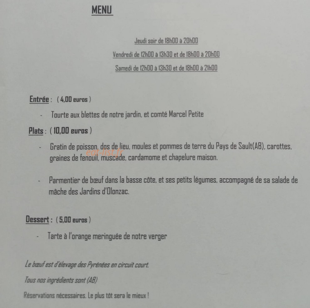 La Table d'Azillanet — carte page 1