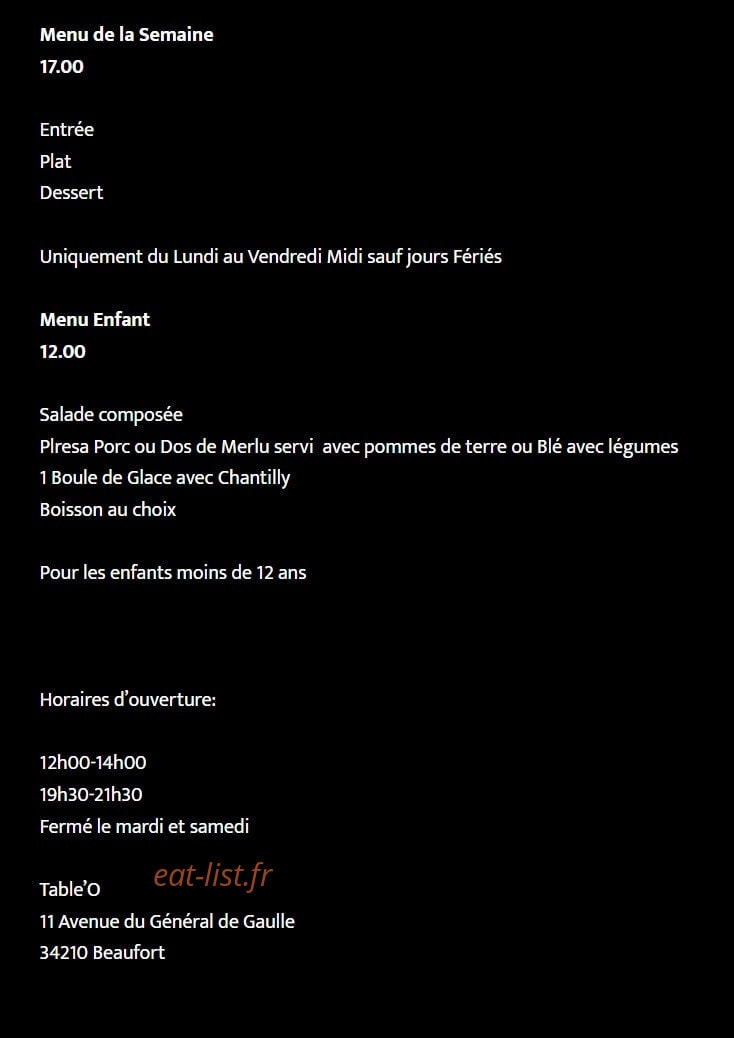 Table'O — carte page 3