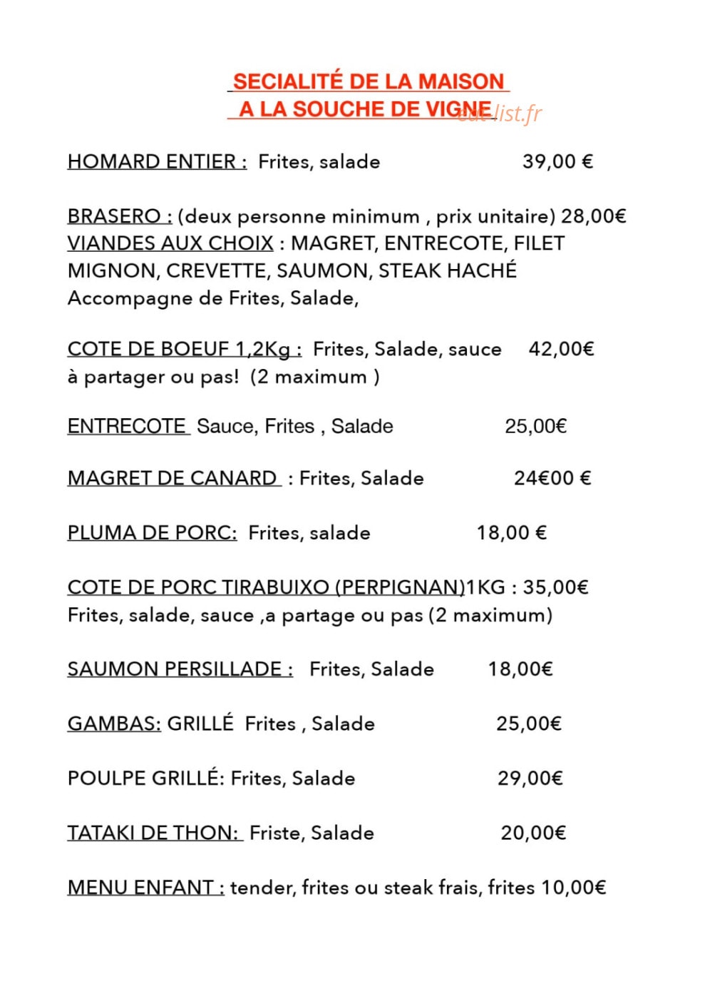 La Bistronerie — carte page 2