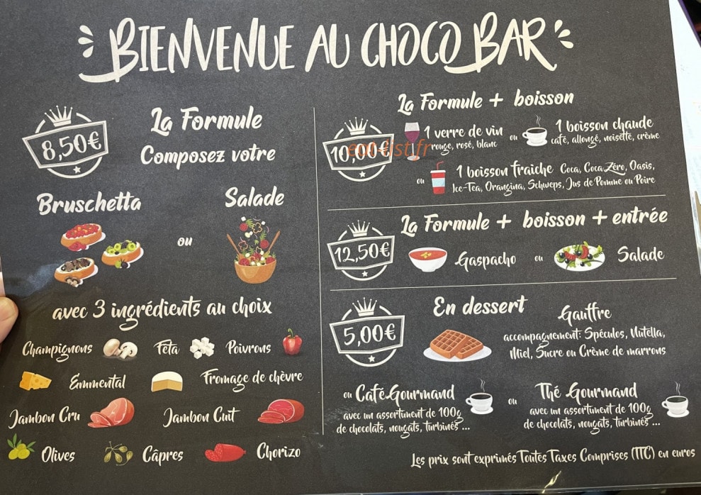 Choco Bar — carte page 1