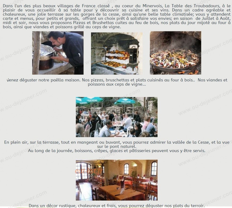 Restaurant la table des Trouvadours — carte page 2