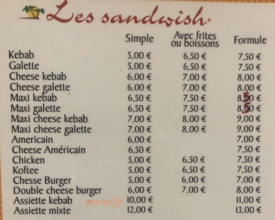 Délice Kebab — carte page 1