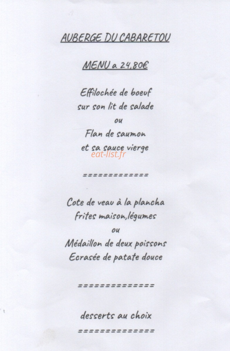 Auberge du Cabaretou — carte page 4