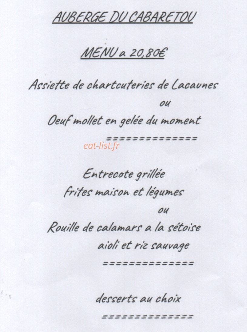 Auberge du Cabaretou — carte page 3