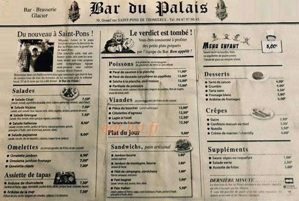 Bar du Palais — carte page 1