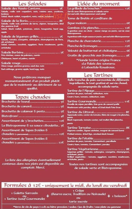 Le Bistronome — carte page 2