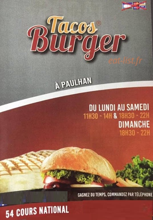 Tacos Burger — carte page 1