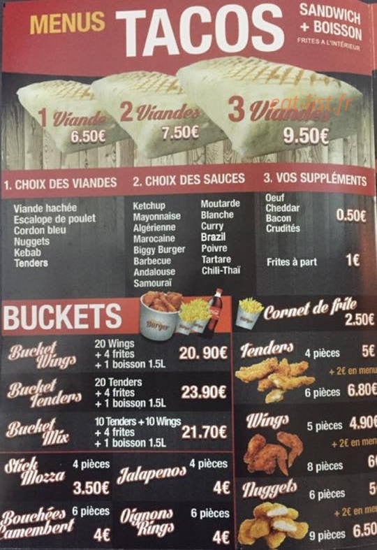Tacos Burger — carte page 2