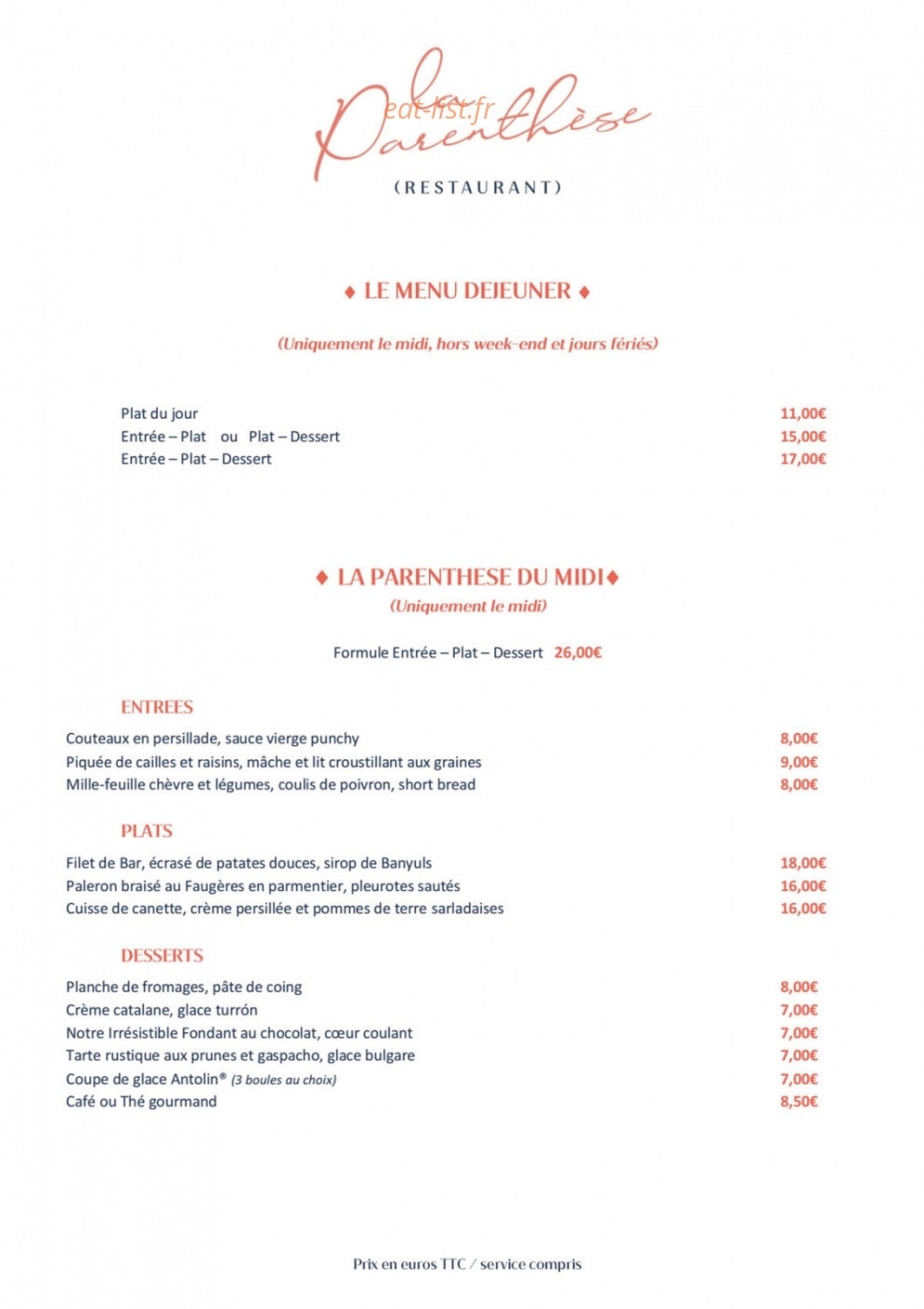 La Parenthèse à Lamalou Les Bains - menu et photos