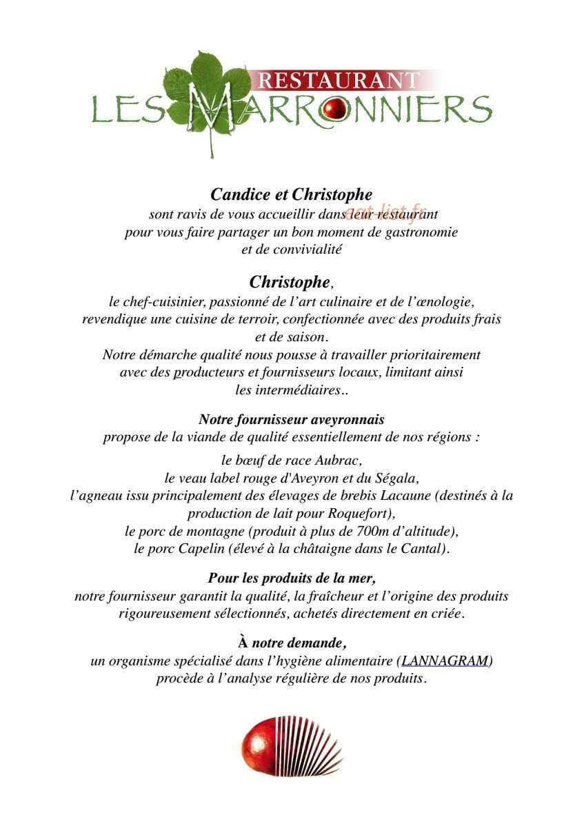 Les Marronniers — carte page 1