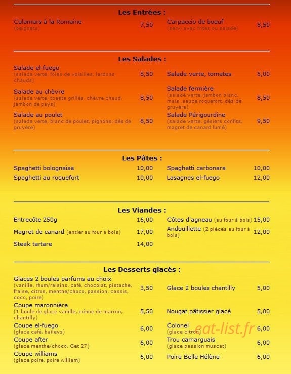 El fuego — carte page 1