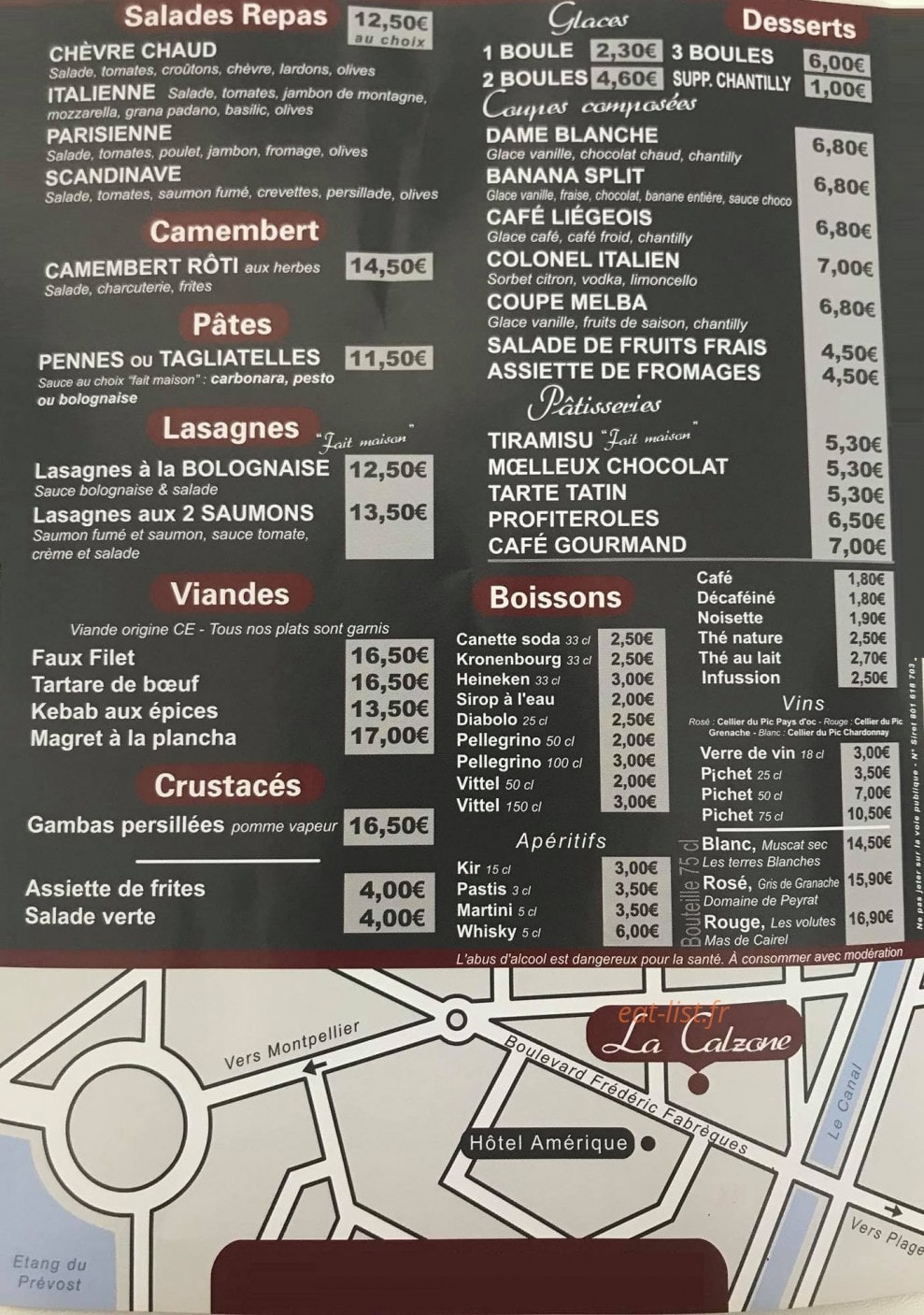 La Calzone — carte page 2