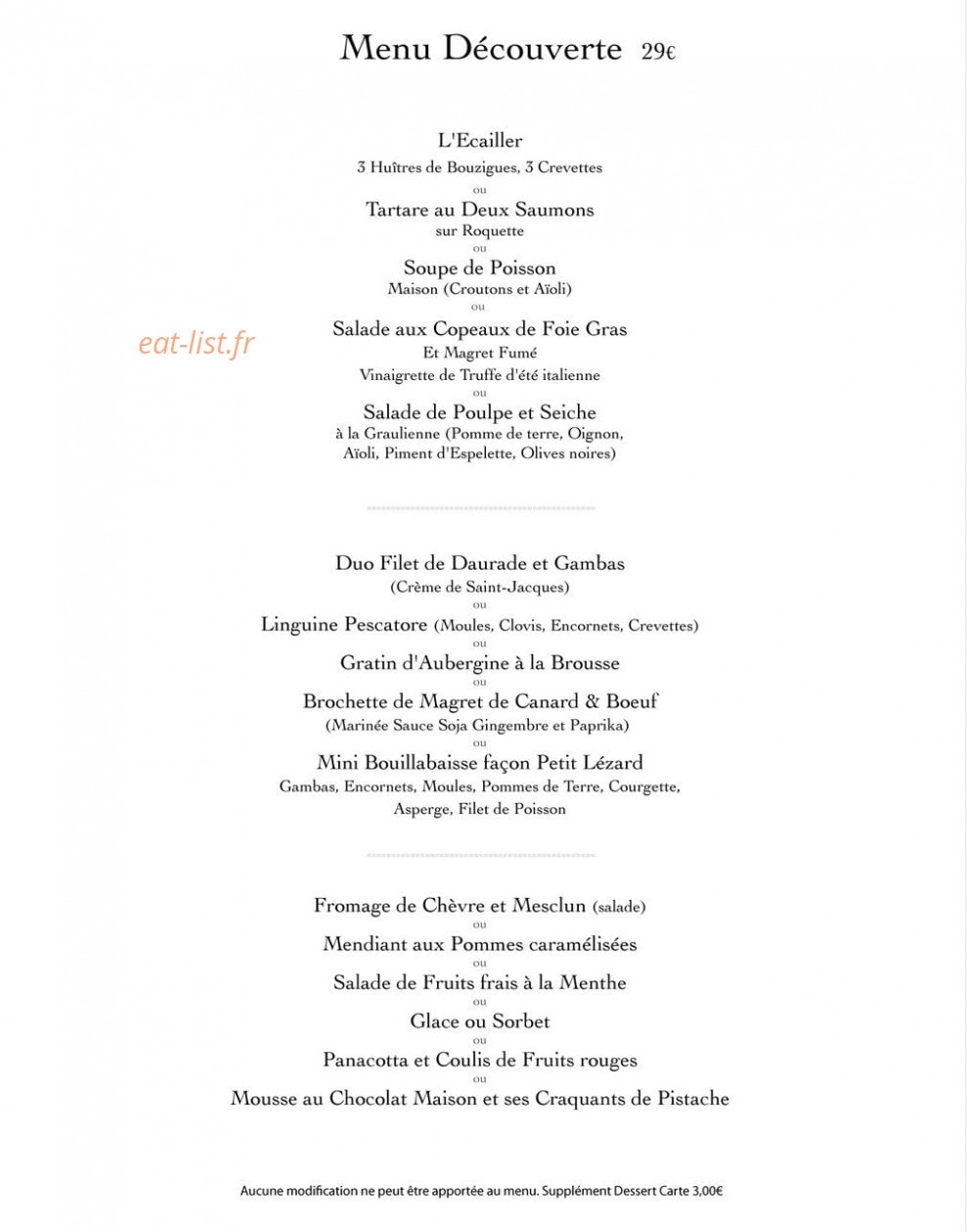 Le Petit Lezard — carte page 7