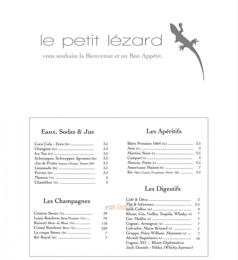 Le Petit Lezard — carte page 1
