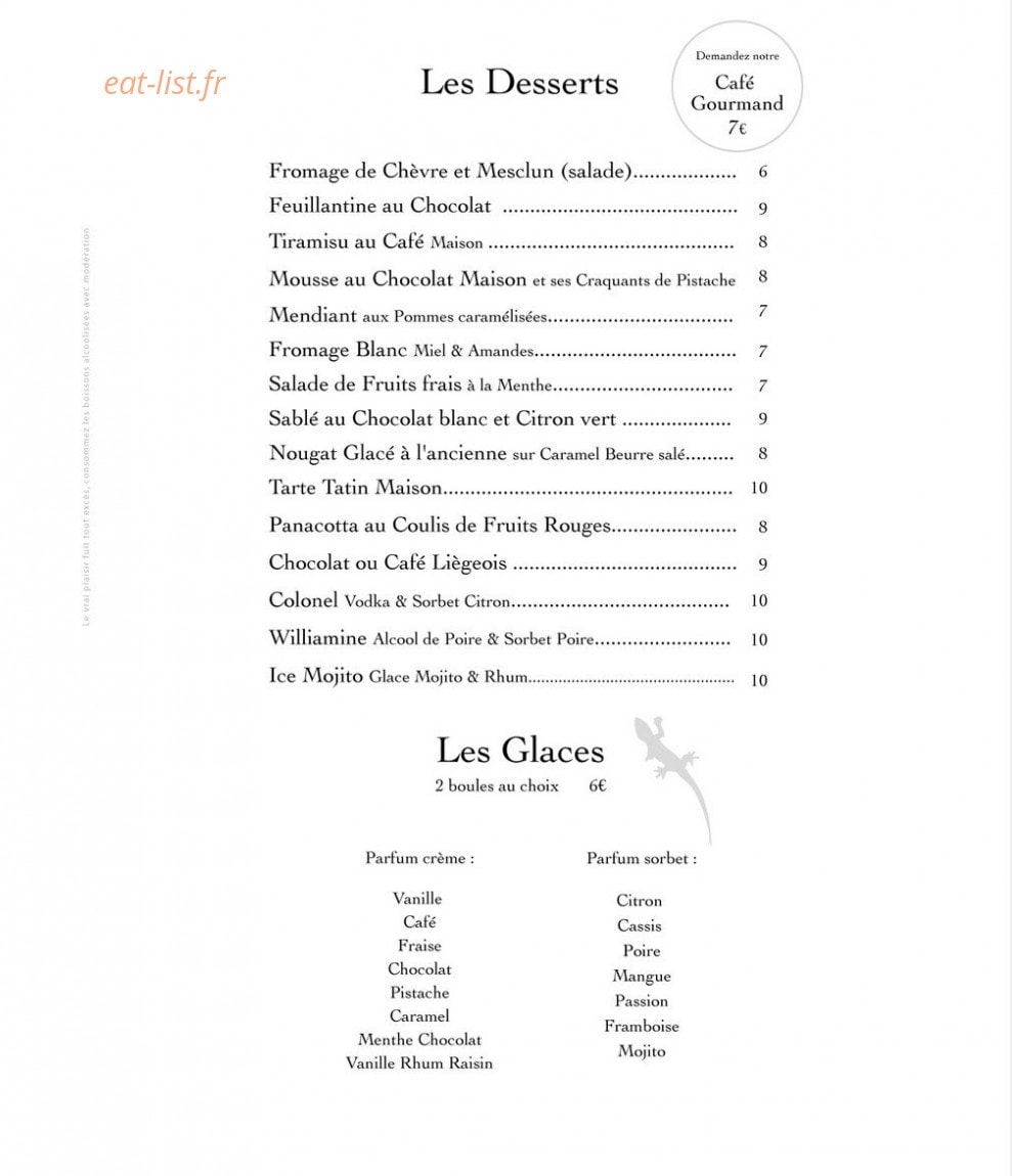 Le Petit Lezard — carte page 8