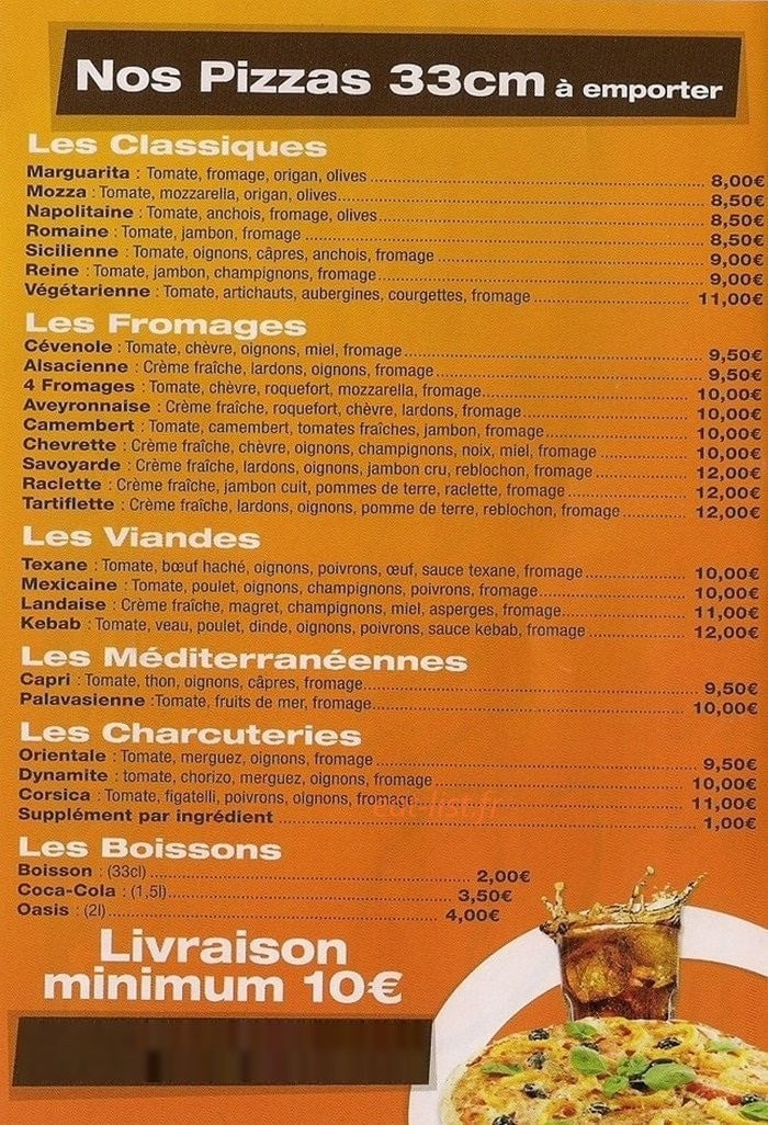 Pizza Gino — carte page 1