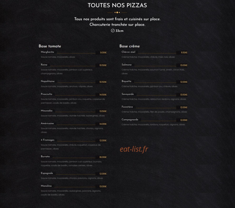 Pizza Margot — carte page 2