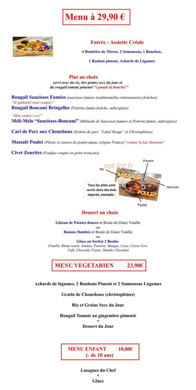 Restaurant Le 974 — carte page 2